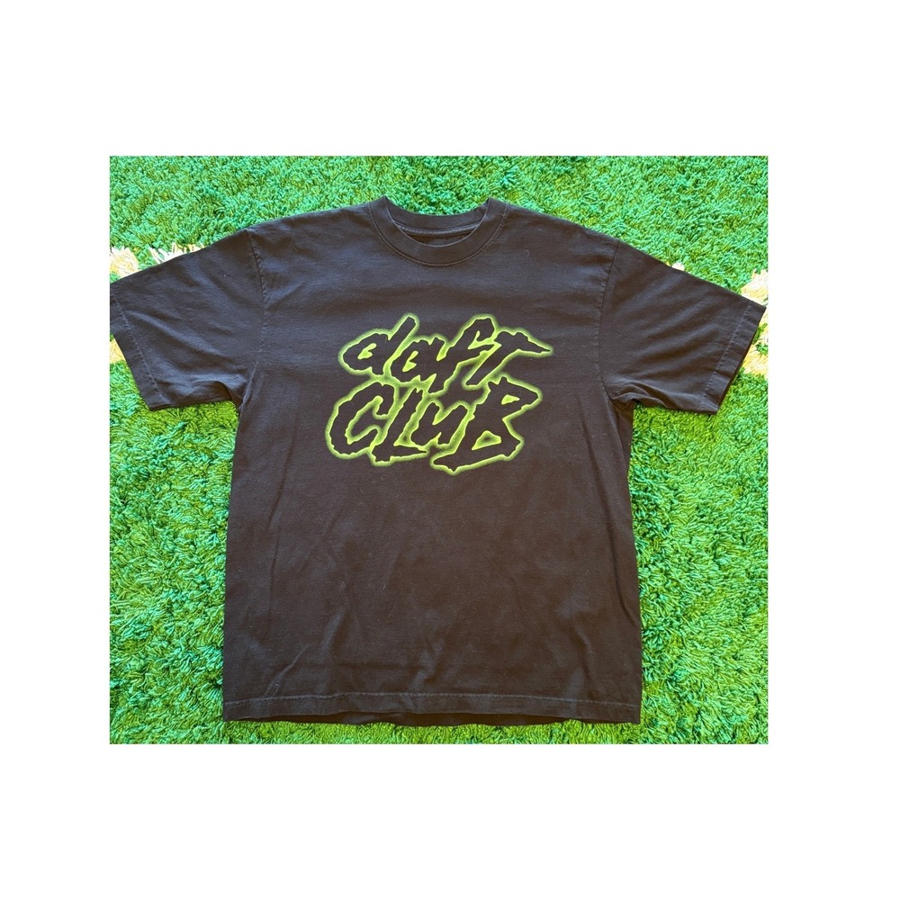 Daft Punk T-Shirt Mens Large Black‎ Excellent Daft Club Neon Green Graphic Tee